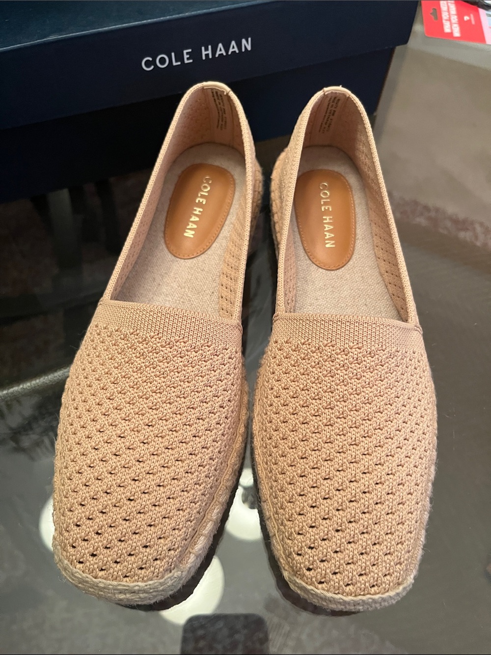 Cole Haan Knit Slip-On Loafers in Light Beige